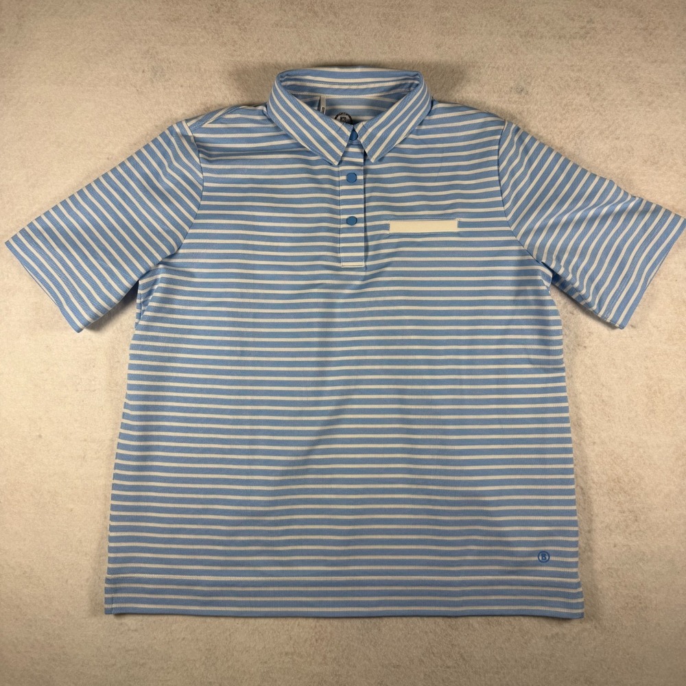 Bogner Women's Peony Blue White Striped Performance Cotton Polo Shirt XXL NWT - Picture 2 of 11